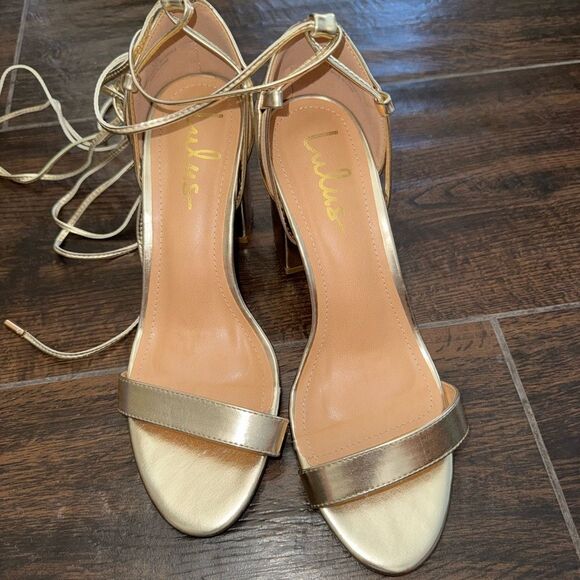 Lulu’s Elegant Gold Strappy Heels - Picture 5 of 9